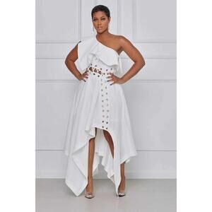 CUTELY COVERED Sz S Asymmetrical Gold-Tone Grommet Lace-Up